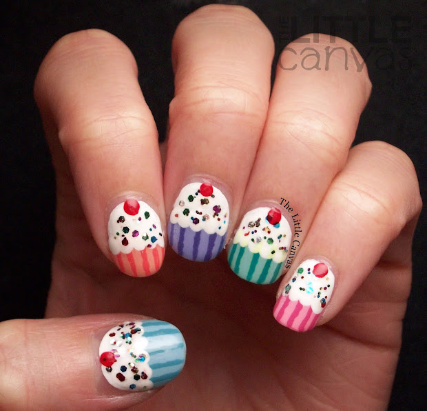 birthday cupcake nail art