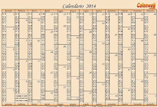 CALENDARIO 2014 ANNUALE DA STAMPARE GRATIS