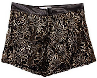 Black Metallic Yoke Embroidery Leather Short Black Metallic Yoke Embroidery Leather Short