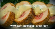 resep praktis dan mudah membuat (memasak) masakan khas prancis chicken cordon bleu spesial enak, lezat