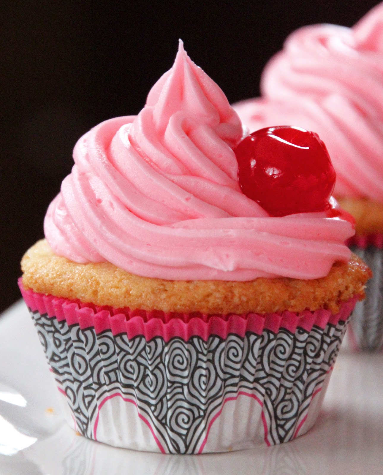 Almond Maraschino Cherry Cupcakes - Your Cup of Cake