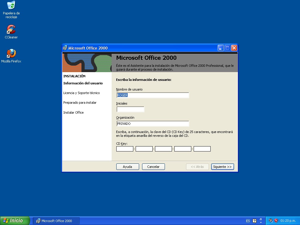 Instalacion de Microsoft Office 2000 Professional