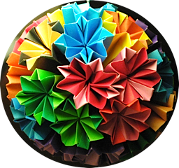 colourful origami flower globe