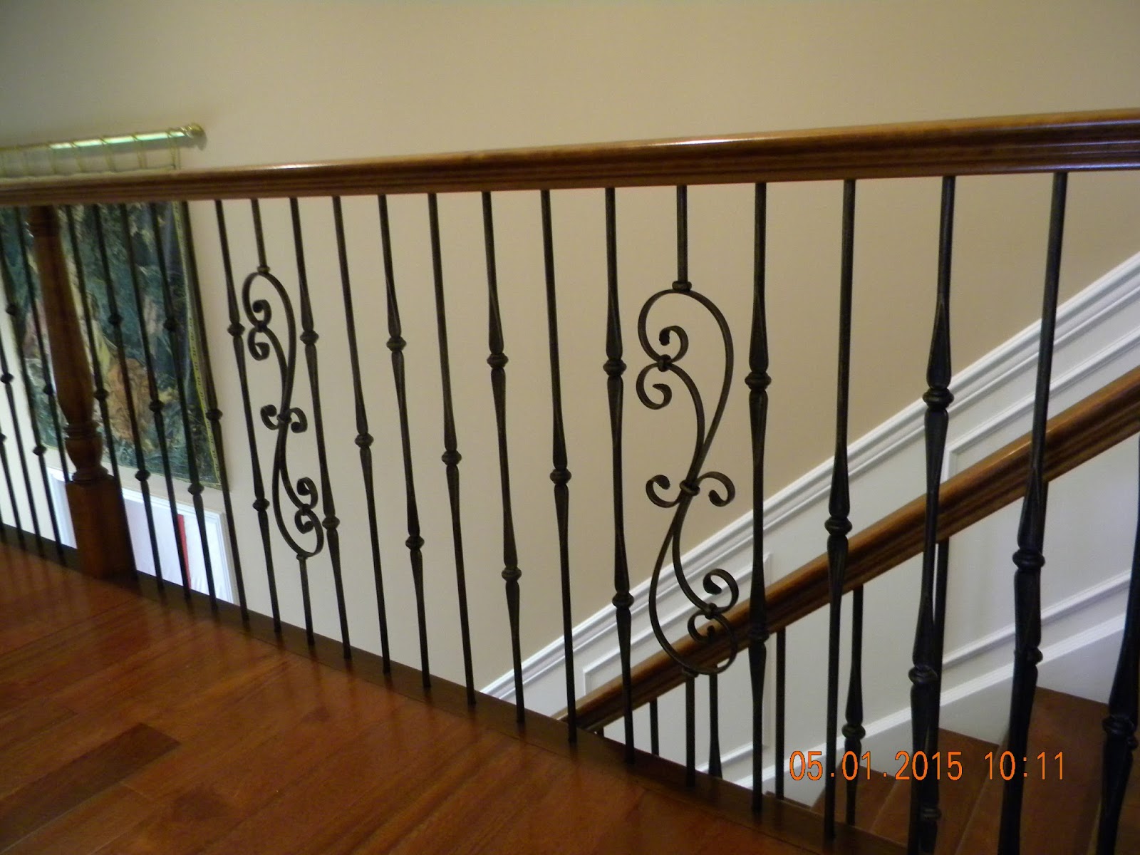 Wood Stairs and Rails and Iron Balusters Brazilian Cherry Staircase