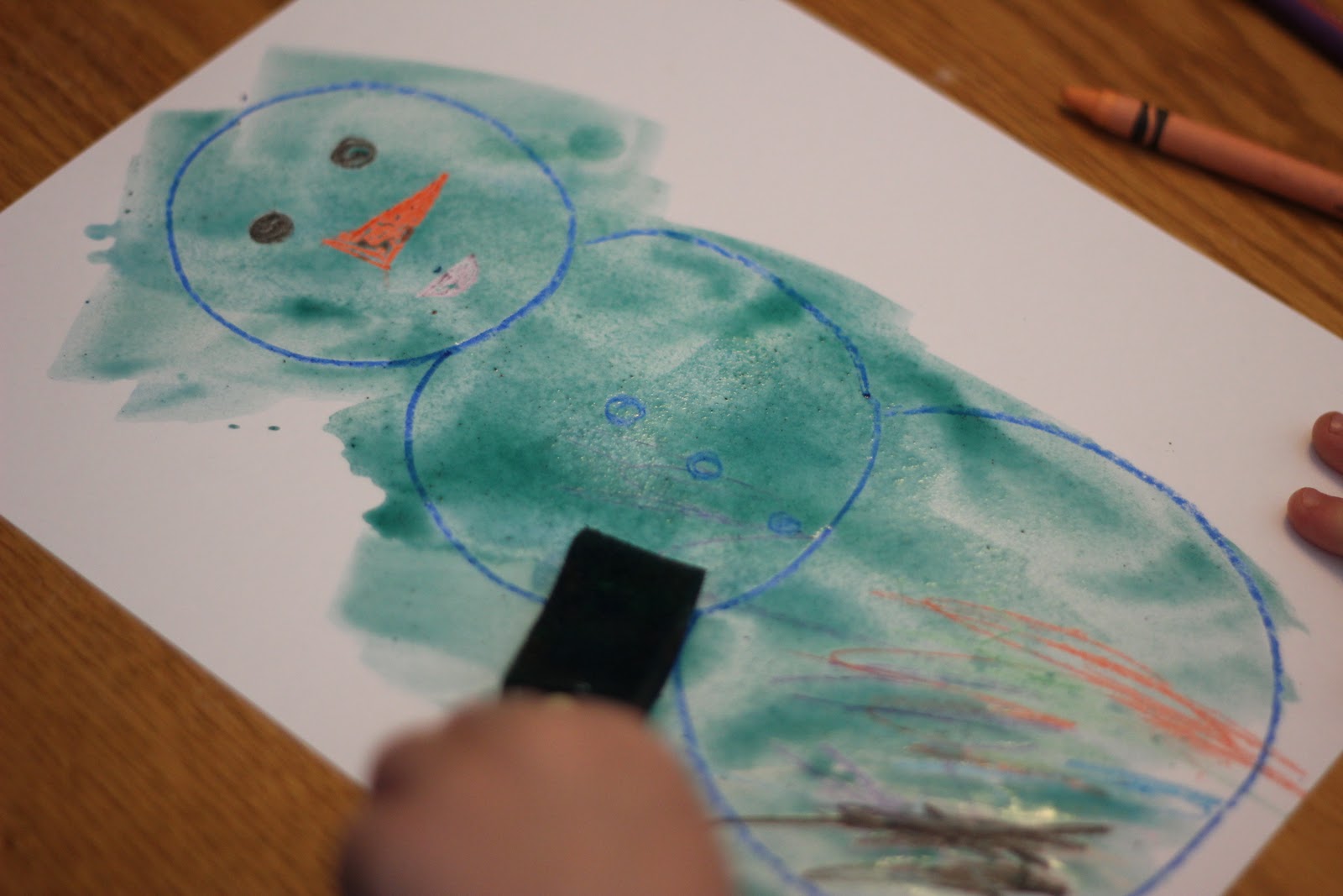 Toddler Approved! Crayon Resist Snowman