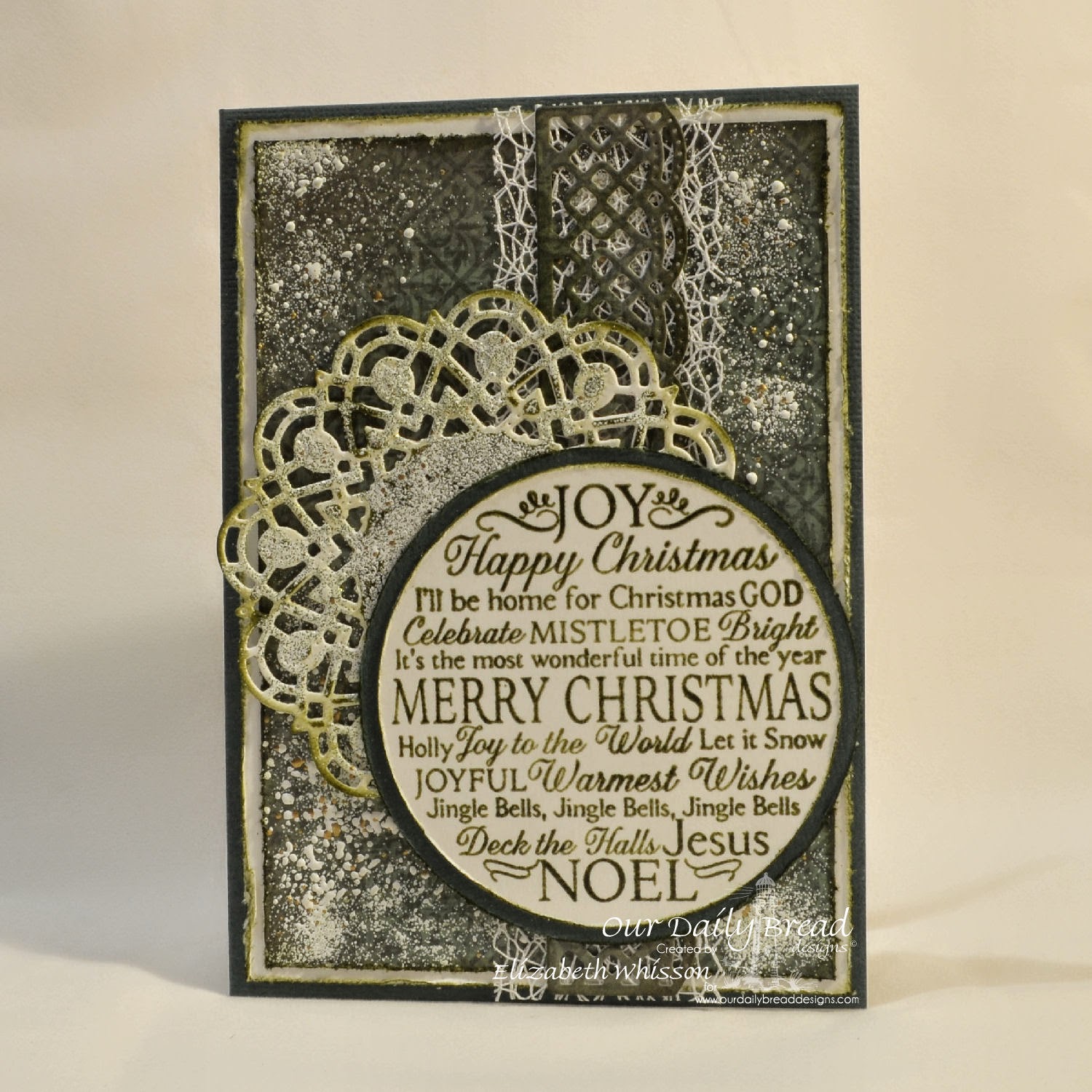 Our Daily Bread Designs, Noel Ornament, Doily Dies, Matting Circles Dies, Circle Ornament Dies, Beautiful Borders Dies, ODBD Christmas Paper Collection 2013, Designed by Elizabeth Whisson