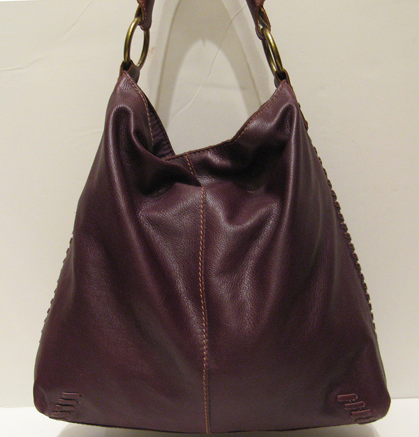 LUCKY BRAND X LARGE SLOUCHY NEVERFULL HANDBAG Deep Berry Leather