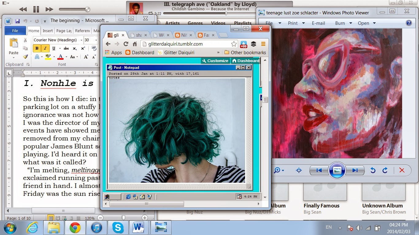 desktop screenshot with early novel, tumblr, childish gambino and paintings desktop screenshot with early novel, tumblr, childish gambino and paintings