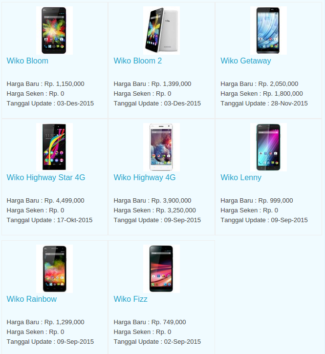 Daftar Harga Hp Wiko Desember 2015 Daftar Harga Hp Wiko Desember 2015