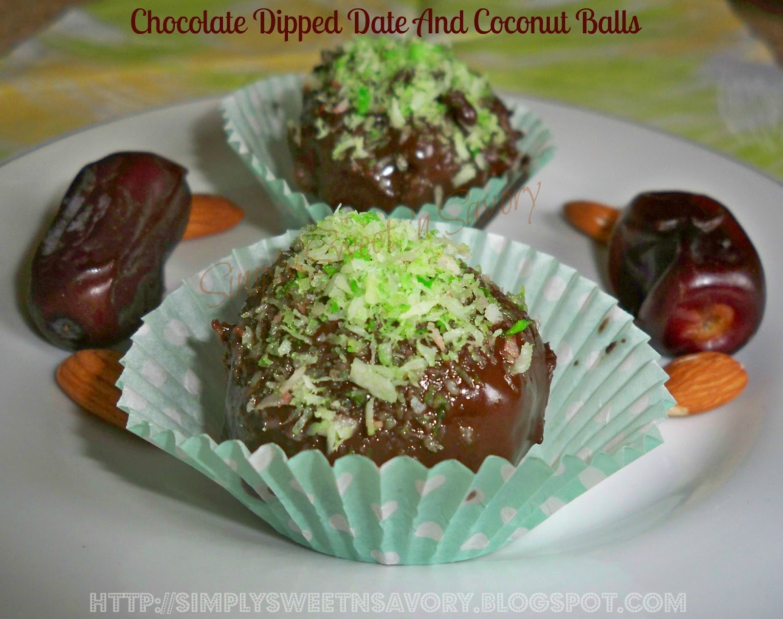 Simply Sweet 'n Savory Chocolate Dipped Date And Coconut Balls