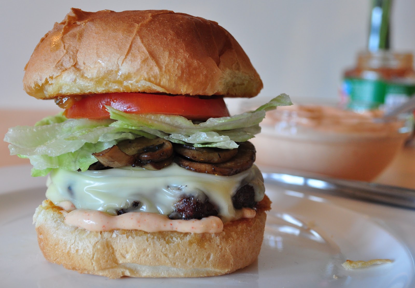 My Tiny Oven Mushroom Swiss Burgers with “Wanna Be” Triple O Sauce