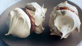 Mocha Meringues: Two coffee flavoured meringues sandwiched together with chocolate cream, a great tea-time treat