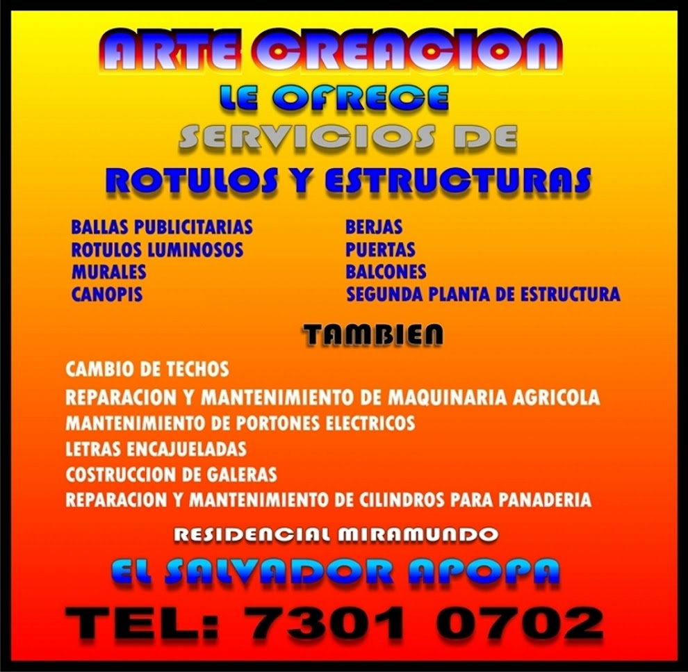 ROTULOS Y ESTRUCTURAS ARTECREACION