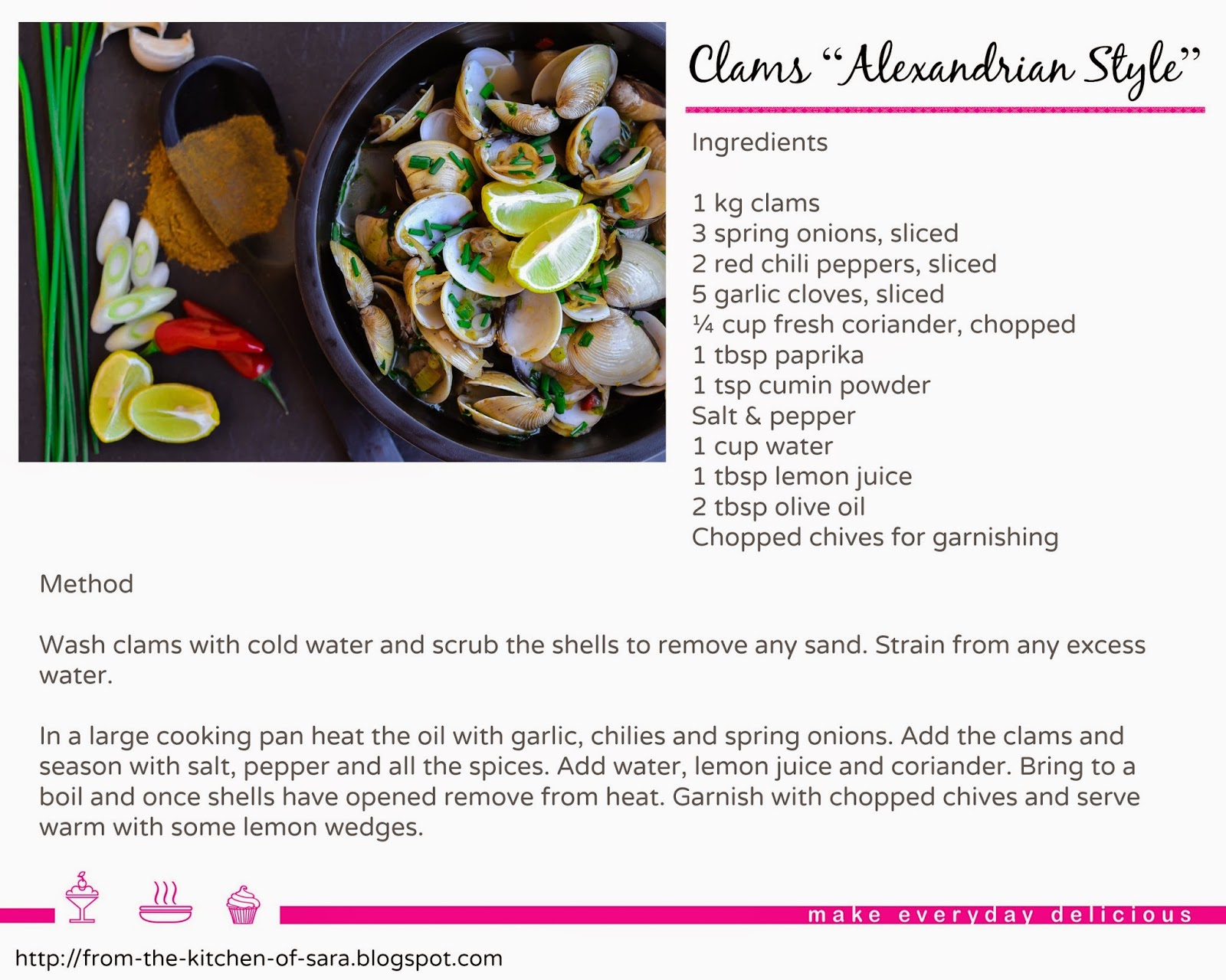 Sara's Kitchen Clams “Alexandrian Style” جندوفلي إسكندراني