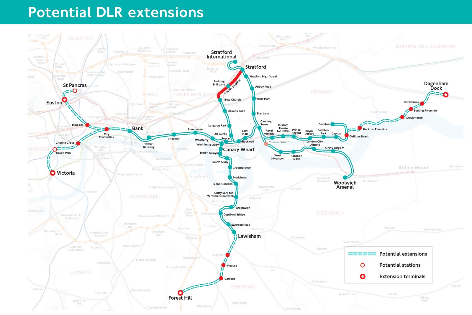 Docklands Light Railway Map Tfl Moots New Dlr Routes, Including Victoria And St Pancras | Londonist