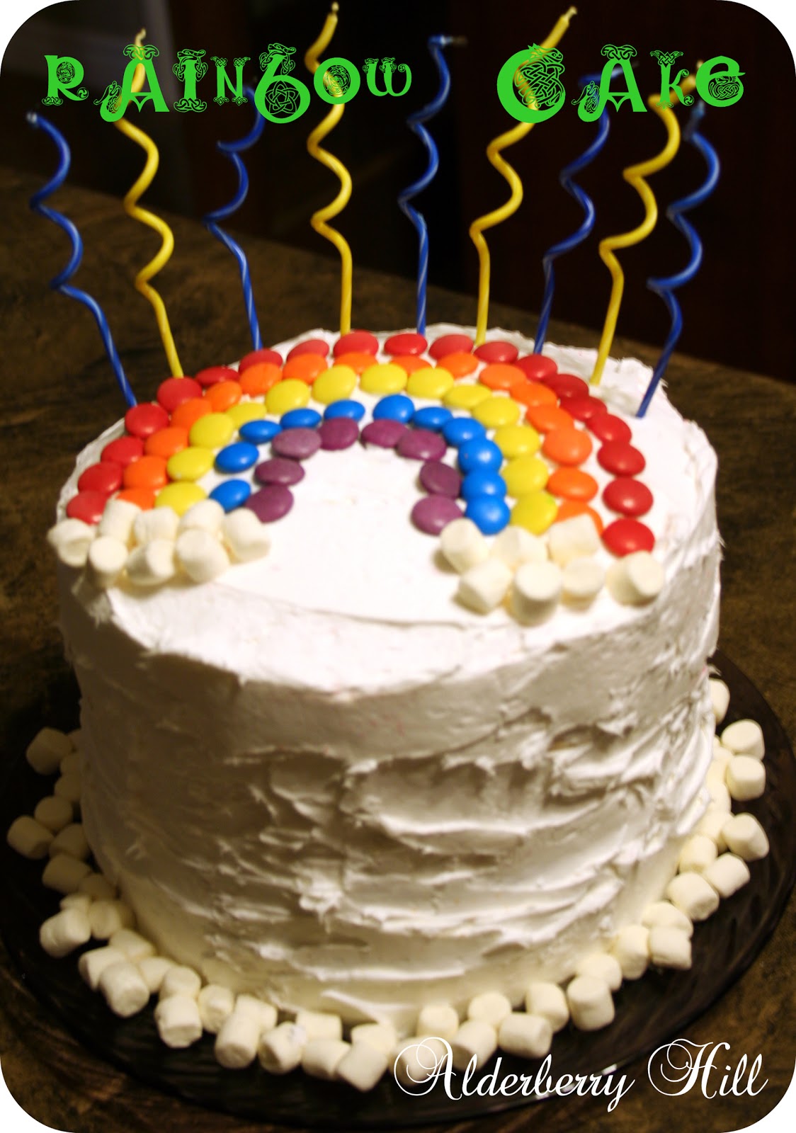 Alderberry Hill Rainbow Cake with Cream Cheese Frosting