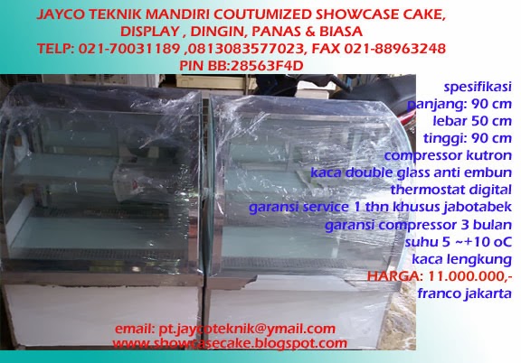 showcase cake dingin kaca lengkung
