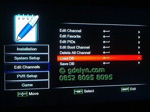 Geser ke kanan menuju menu Load DB - OK. Geser ke kanan menuju menu Load DB - OK. ,receiver mpeg4,receiver parabola,software openbox x5