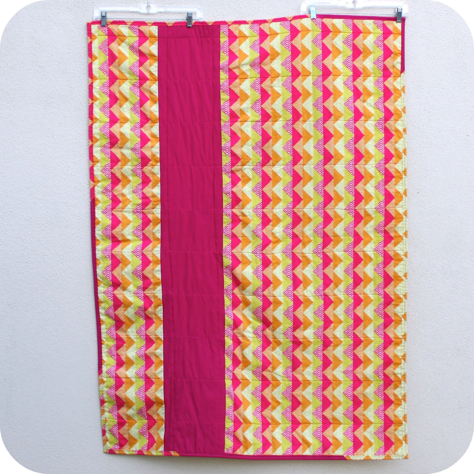 Sewing Over Pins Finished Pink & Gray Stripe Baby Quilts