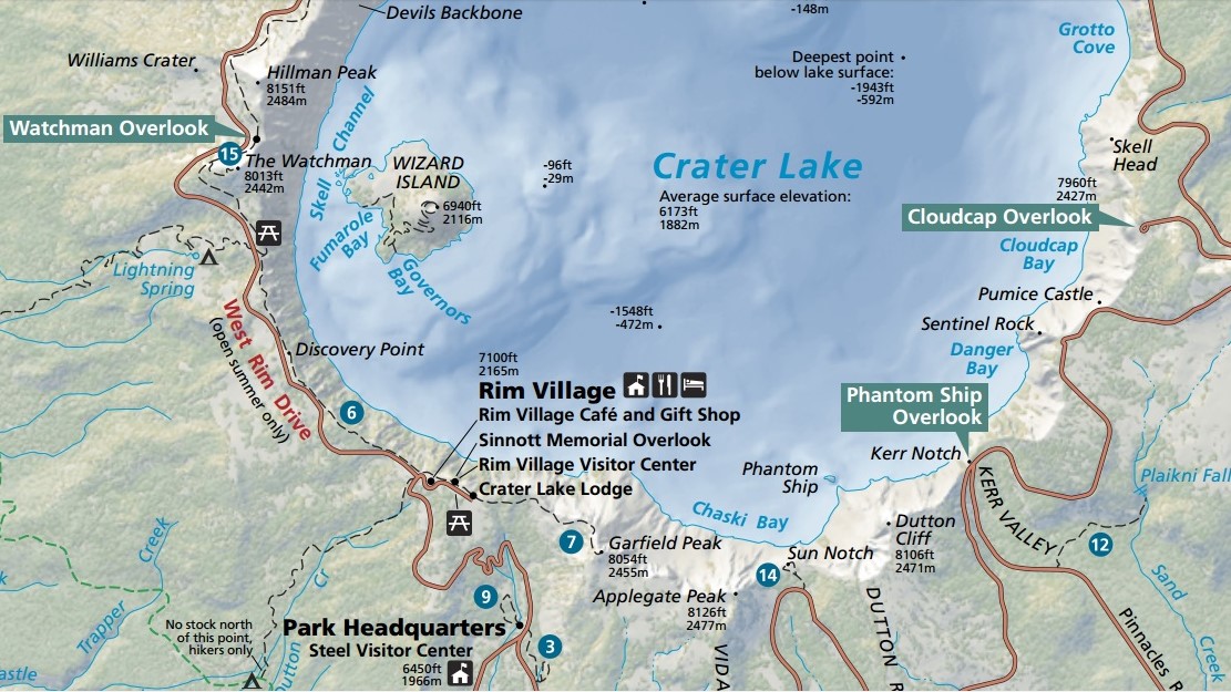 Crater Lake Hiking Map Day Hiking Trails: Trail Takes Day Hikers Along Crater Lake Rim