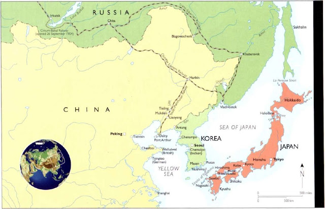 Russia Japan China map 1904