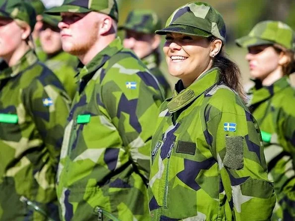 Crown Princess Victoria of Sweden participated in voluntary military exercises at Berga on May 23, 2015 in Stockholm, Sweden. 
