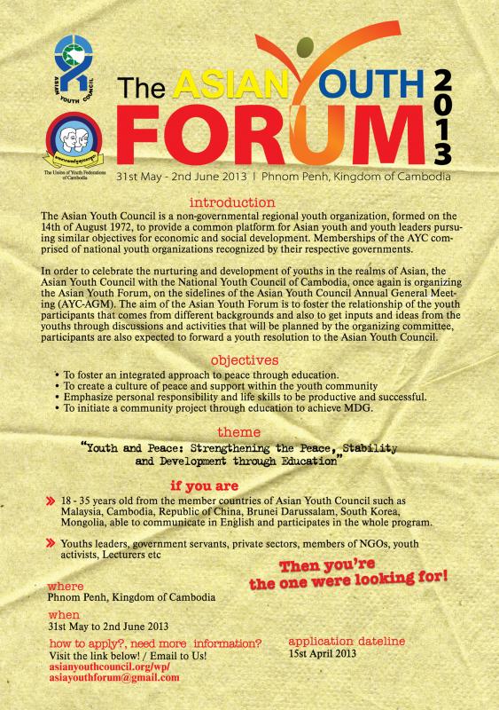 The Asian Youth Forum 2013, Phnom Penh, Cambodia | International
