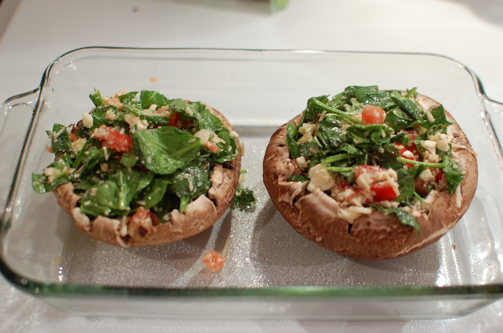 Reckless Abandon Spinach and Feta Stuffed Portabella Mushrooms