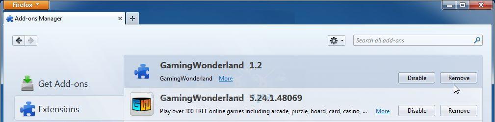 Eliminar Gaming Wonderland Toolbar