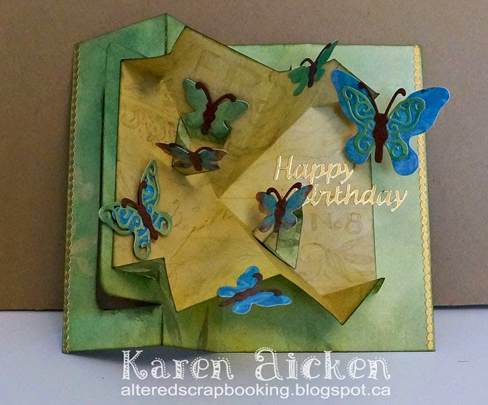 Altered Scrapbooking Rectangle Pull Card with Butterflies