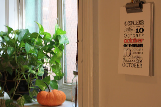 Halloween decor, Orange Beautiful calendar, October typography