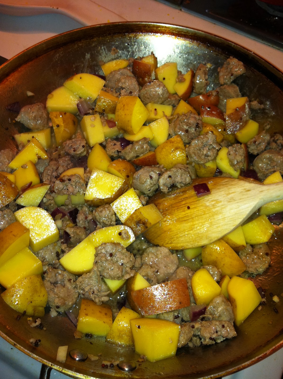 The Curried Cook Bangers N Mash with Cabbage (Island Style)