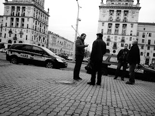 Taxi drivers at Minsk railway station