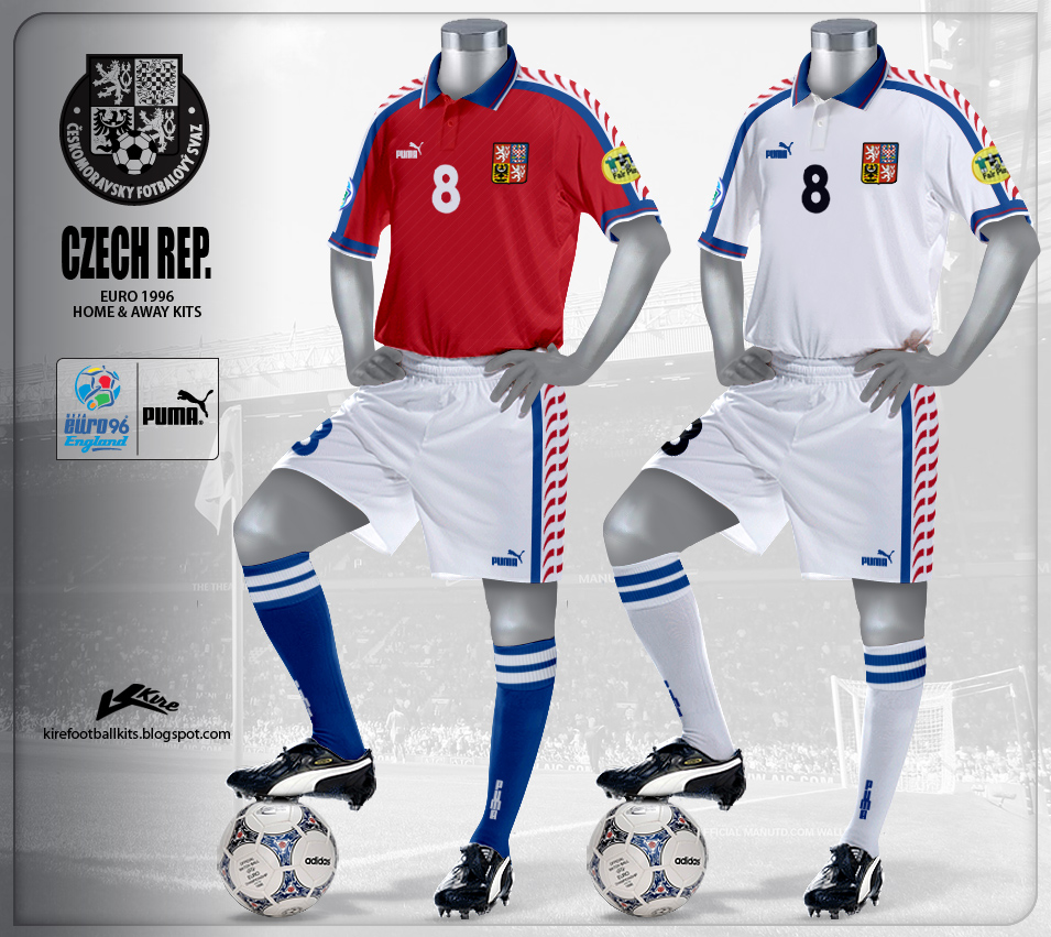 Reprezentativni fudbal - Page 27 Czech+Republic+Home+and+Away+Kits+Euro+1996