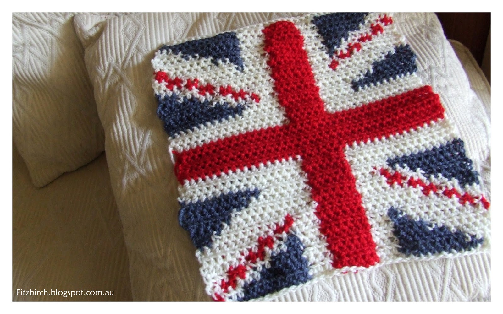 FitzBirch Crafts Cool Britannia Crochet Cushion Cover