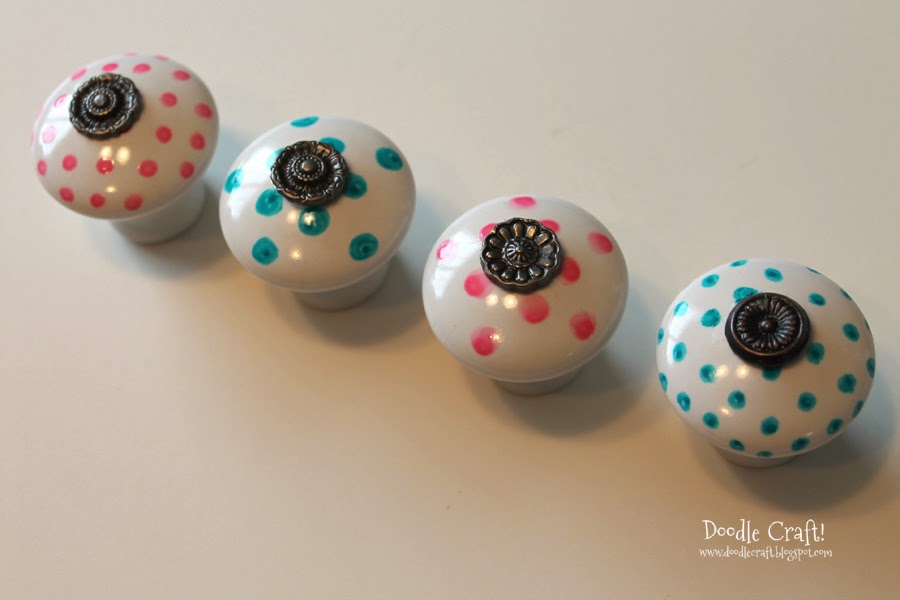 Doodlecraft Handpainted Polka Dot Ceramic Knobs!