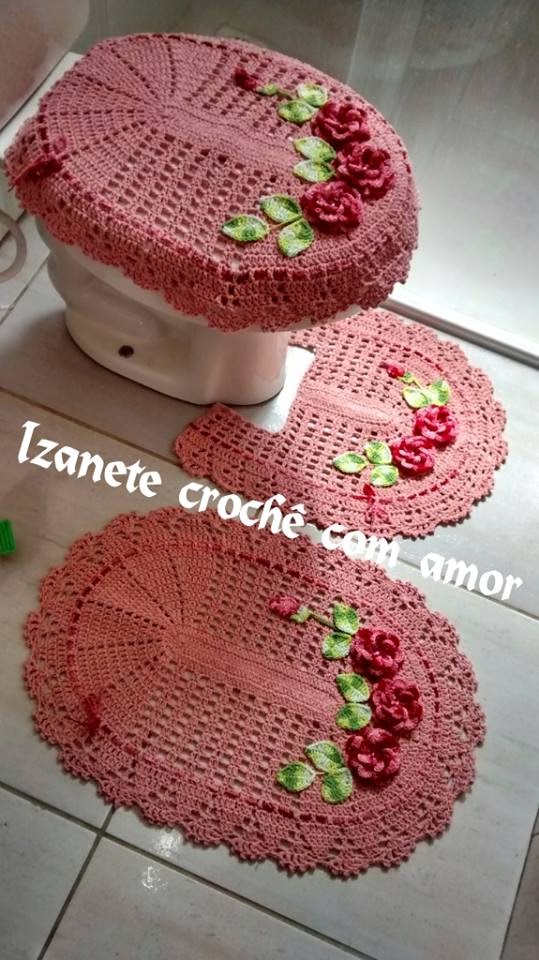 Crochê com amor PAP Jogo de banheiro com flores aplicad -> Jogo De Banheiro Oval Simples Com Grafico Crochê com amor PAP Jogo de banheiro com flores aplicad -> Jogo De Banheiro Oval Simples Com Grafico