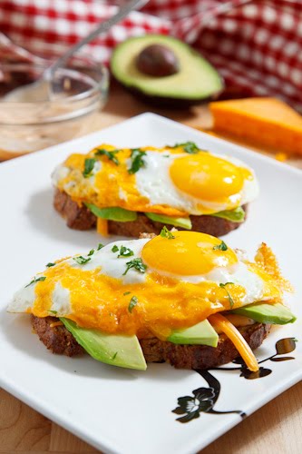 Fried Egg on Toast with Chipotle Mayonnaise, Cheese and Avocado