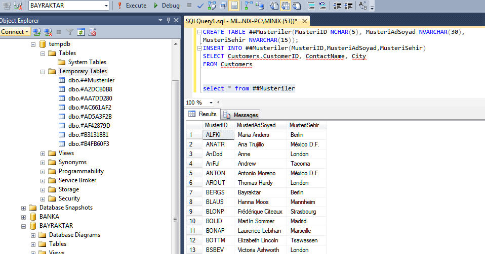 Sql De Temporary Gecici Ve Degisken Variable Tablolarin Kullanimi Dev Null Web Gunlugu