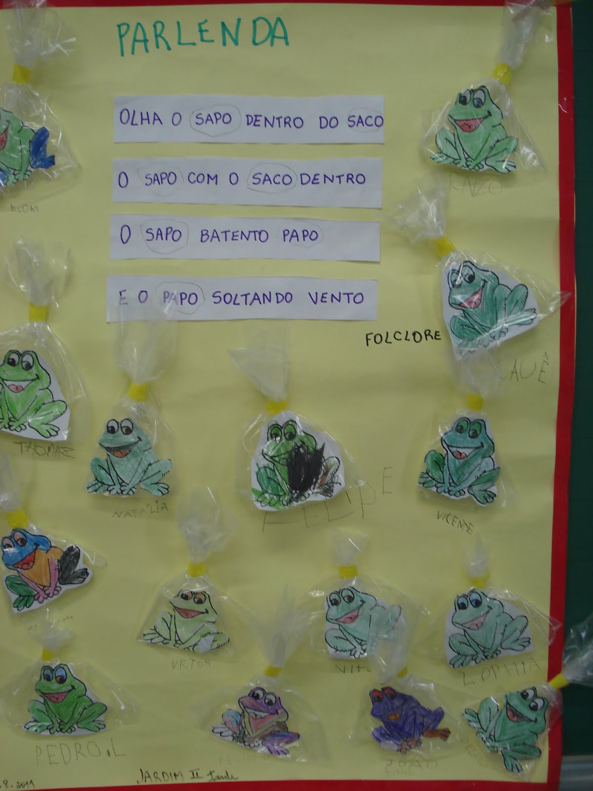 Bellas Fofuras: Projeto folclore parlenda - sapo