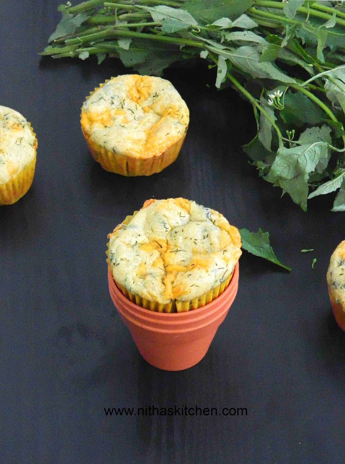Spinach Cheddar Cheese Oats Muffins An Egg Free Recipe - Nitha Kitchen
