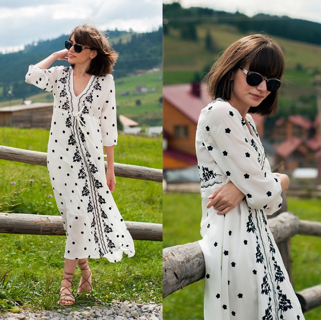 http://lookbook.nu/animalarithmetic SheIn 2015 SS White V Neck Embroidered Maxi Dress