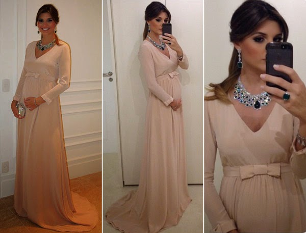 vestido rose madrinha gravida