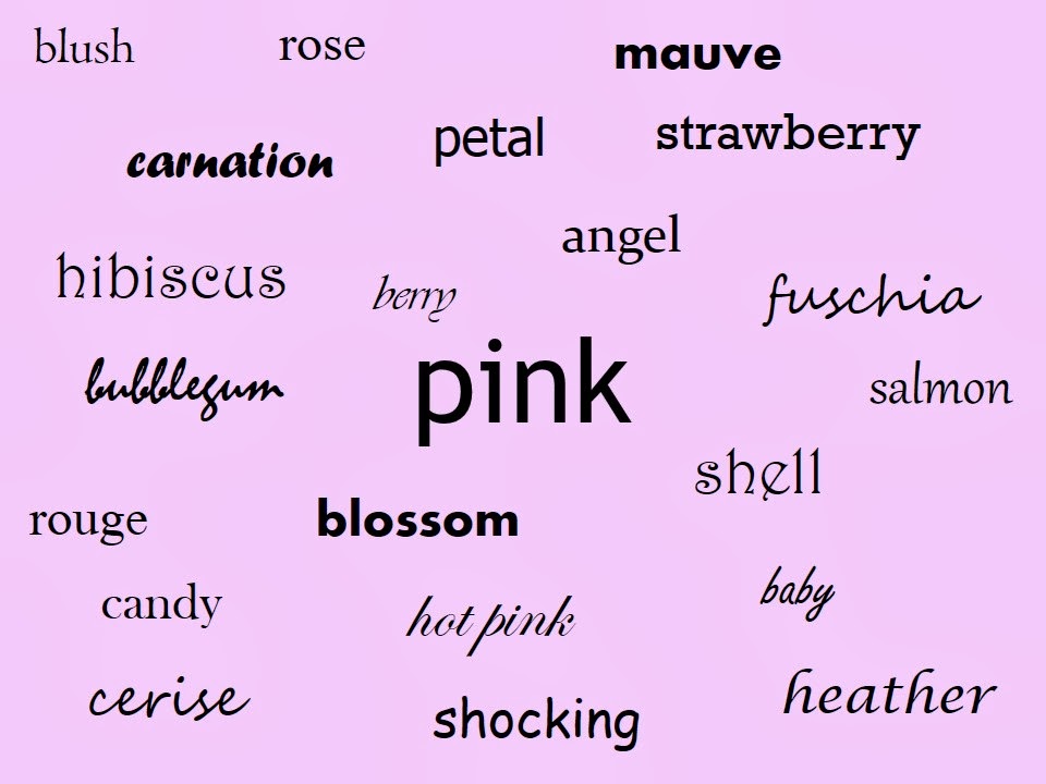 words to describe pink tones
