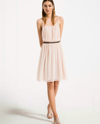 Vestido para eventos Massimo Dutti verano 2014. Vestido drapeado con cinturón joya vestido para eventos Massimo Dutti verano 2014