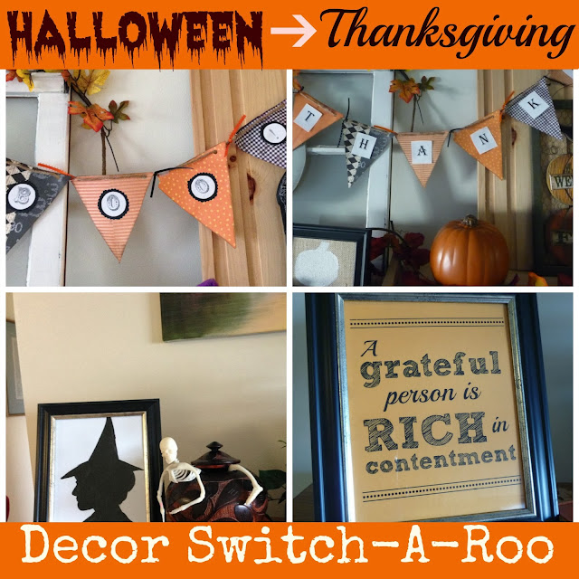 Halloween to Thanksgiving Decor Switch-A-Roo and a FREE printable! From Hi! It's Jilly
