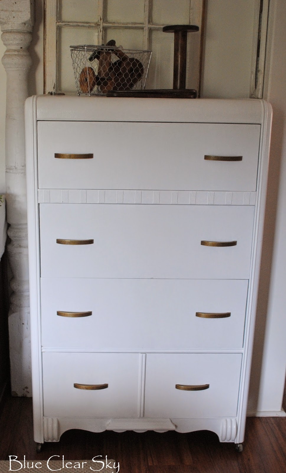 Rustic Maple Vintage Waterfall Dresser in General Finishes Snow White