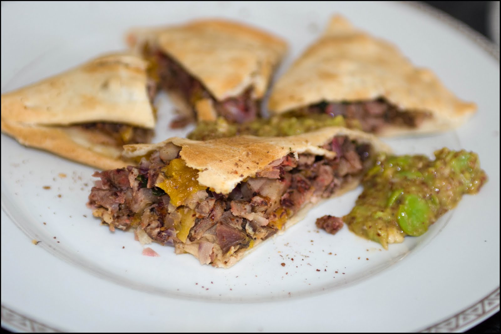 Dinner at Maya's Lamb Stuffed Flatbreads with Broad Bean Salsa