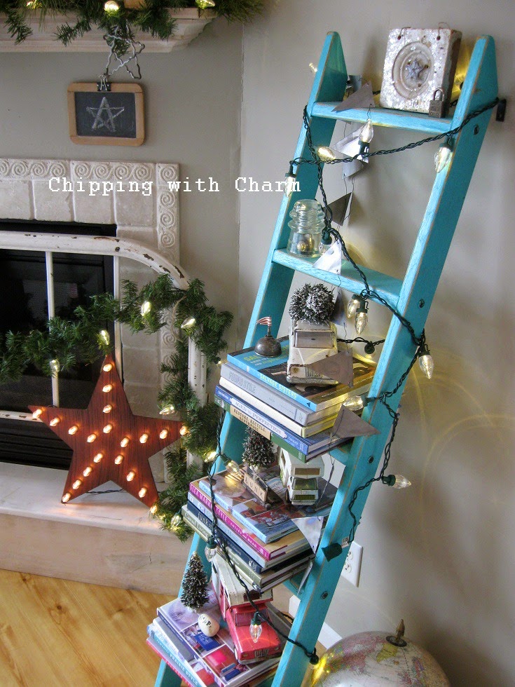 Chipping with Charm: Star of Christmas Mantel 2014...http://www.chippingwithcharm.blogspot.com/