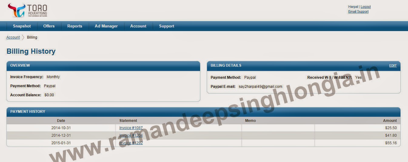 Toro Advertising Payment Proof Dashboard Toro Advertising Payment Proof Dashboard